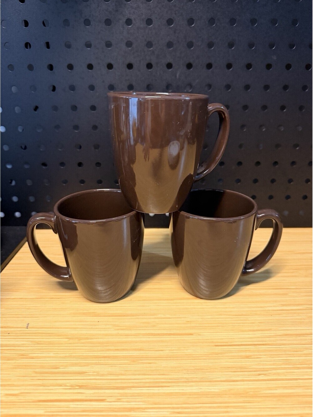 Vintage 3 Corelle Coordinates Brown Coffee Cups Mugs Stoneware Lot
